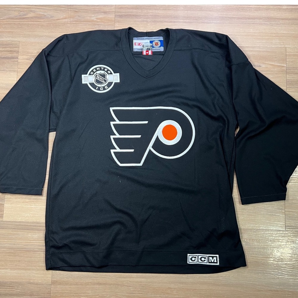 CCM Philadelphia Flyers NHL Center Ice Hockey Jersey Black Large